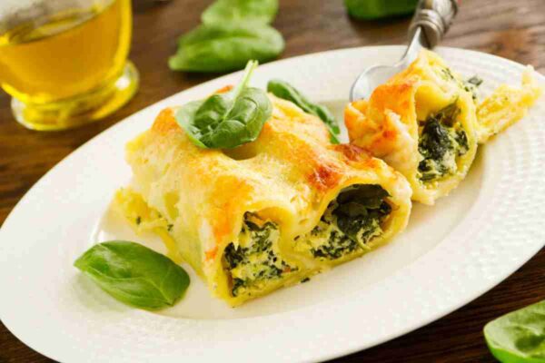 Cannelloni di spinaci e baccalà
