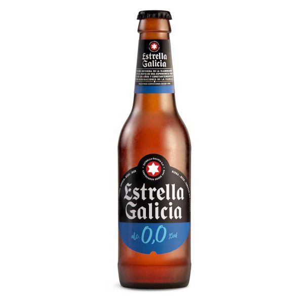 Cerveza Estrella Galicia rubia 0,0 botella 33 cl.